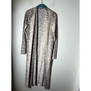 Timing Tan Long-Sleeve Snake Print Extra Long Cardigan Sz M